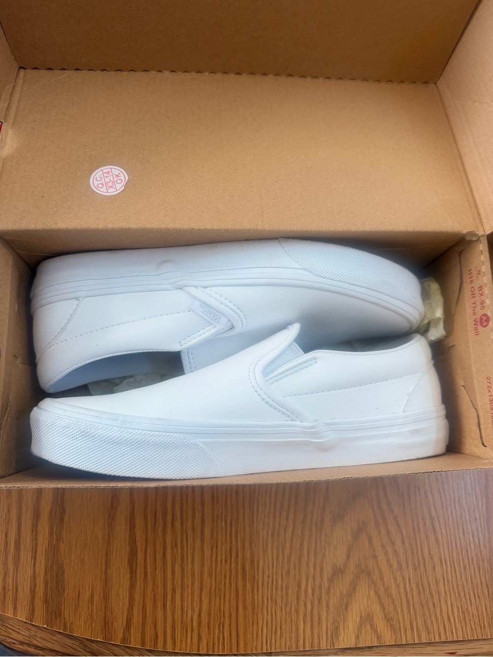 Vans White Slip-On Canvas Loafers